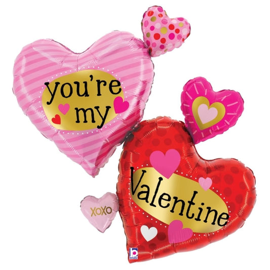 Betallic Valentine Pattern Multi Hearts Foil Balloon 76cm