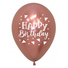 Latex Balloon 11"(28cm) Reflex Rose Gold Happy Birthday Pack Of 50
