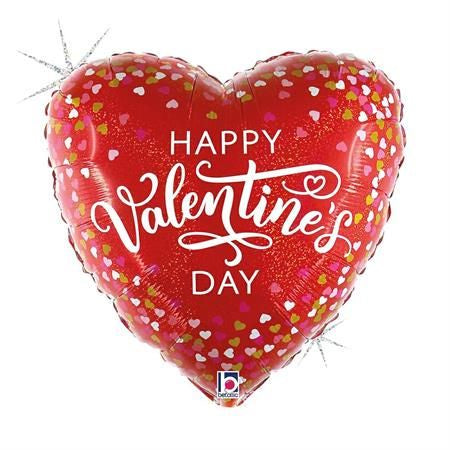 Betallic Valentine Confetti Hearts Foil Balloon 45cm