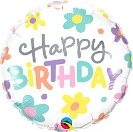 18" Round Qx Foil Print 001ct Bday Retro Daisies