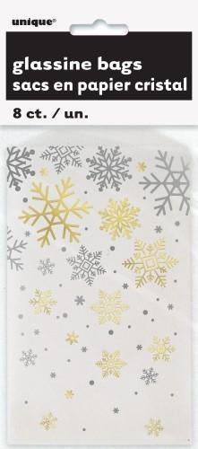 SNOWFLAKE GOLD & SILVER 8 TREAT BAGS