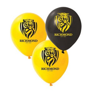 Afl Richmond Team Latex Balloons Pk25