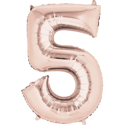 LARGE FOIL BALLOON NUMBER 5 ROSE GOLD