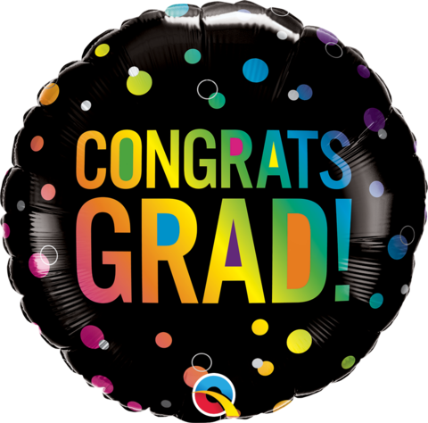 CONGRATS GRAD OMBRE DOTS FOIL BALLOON 18"(45CM)