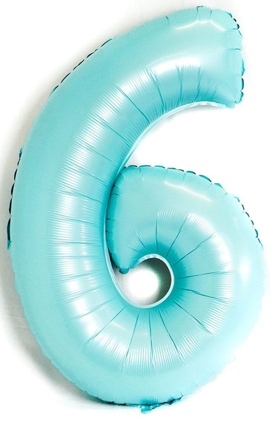Large Foil Balloon 40"(100cm) Number 6 Light Blue