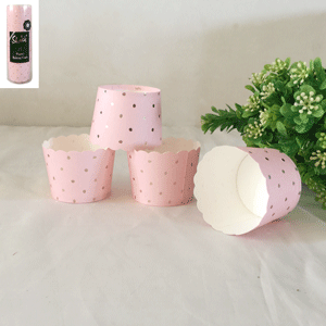 Pink Dotty Baking Cup with Gold Foiled Pack of 25