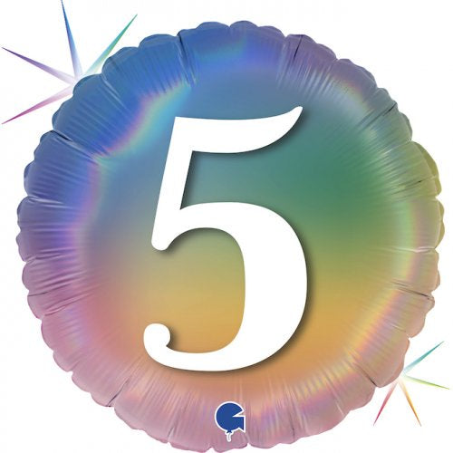 #5 Pastel Rainbow 18" (45cm) Round Foil Balloon