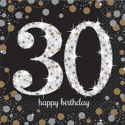 Sparkling Celebration Age 30 Lunch Napkins Pack Of 16