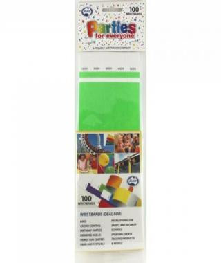 TYVEK WRISTBAND LIME GREEN PACK OF 100