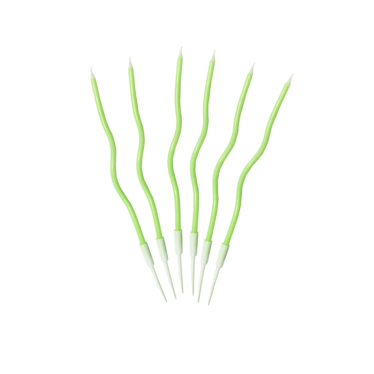 Green Curved Birthday Cake Candles 15.2cm – 6 Pack