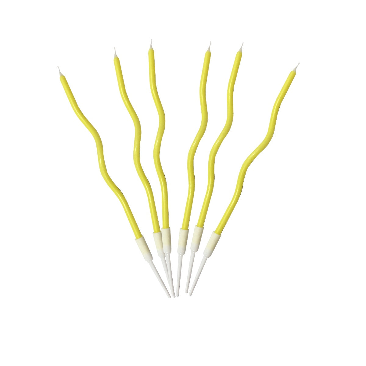 Yellow Curved Birthday Cake Candles 15.2cm – 6 Pack