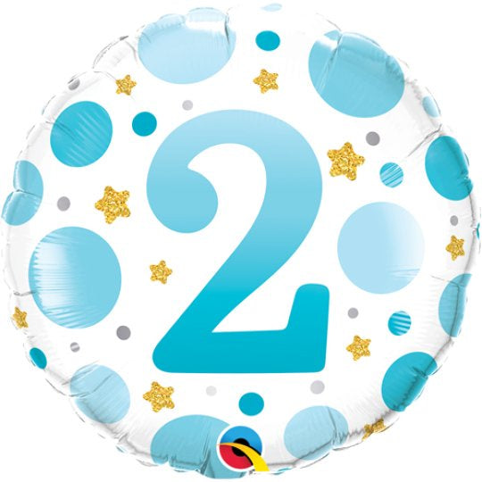 Age 2 Blue Dots Foil Balloon 18" (45cm)