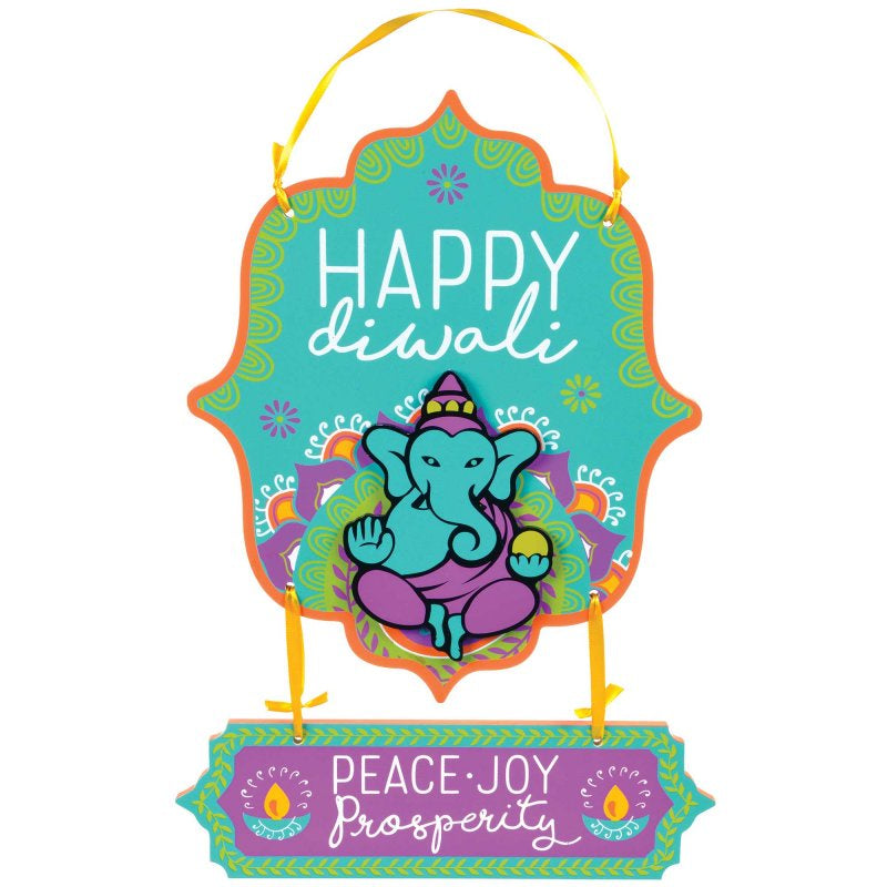 Diwali MDF Sign - 32cm x 20cm Decorative Wall Hanging for Festival Decor
