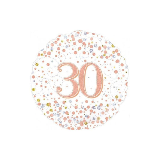 Sparkling Fizz Rose Gold 30 FOIL BALLOON 18" (45CM)