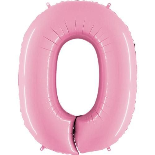 LARGE FOIL BALLOON 40"(100CM) NUMBER 0 PASTEL PINK