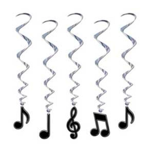 Beistle Music Notes Neon Coloured Hanging Decoration Whirls