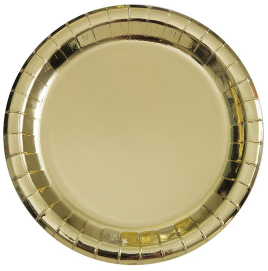 Gold Foil Round Paper Plates – 18cm (7") | Pack of 8