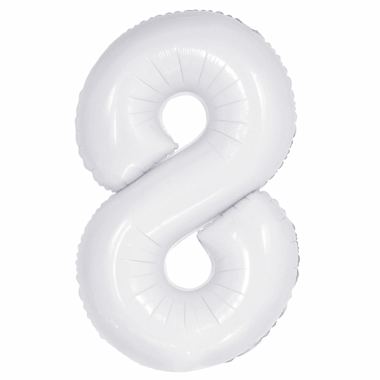 LARGE FOIL NUMBER BALLOON 34"(86CM) WHITE 8