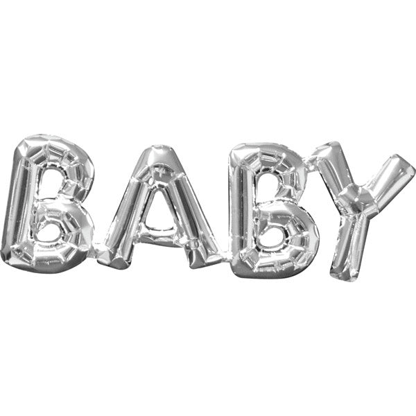 Baby Silver Block Phrase Foil Balloons