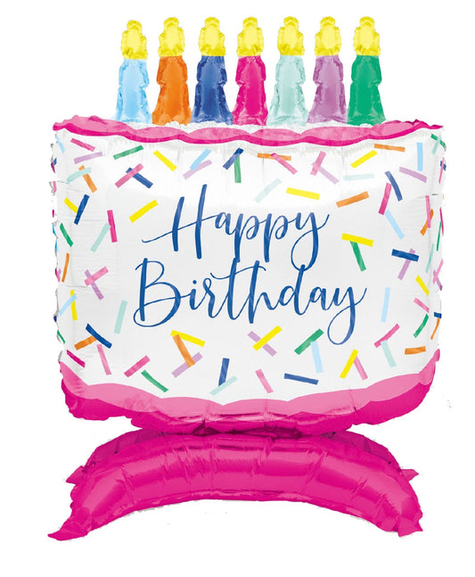 Birthday Cake Standing Air Filled Foil Balloon