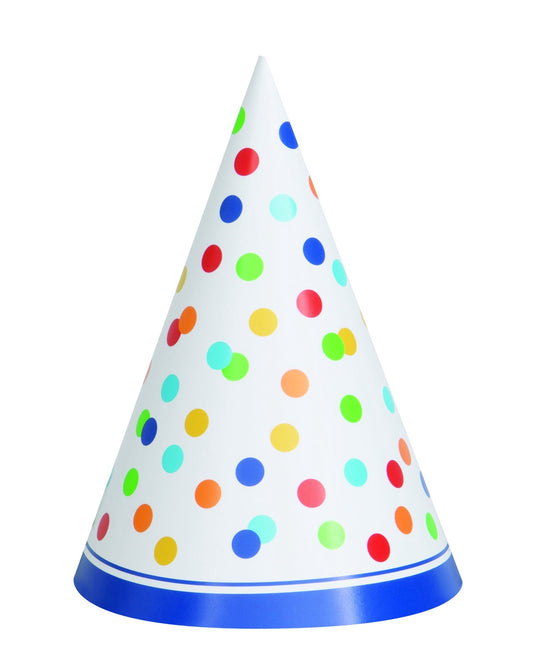 Rainbow Polka Dots Party Hat Pack Of 8