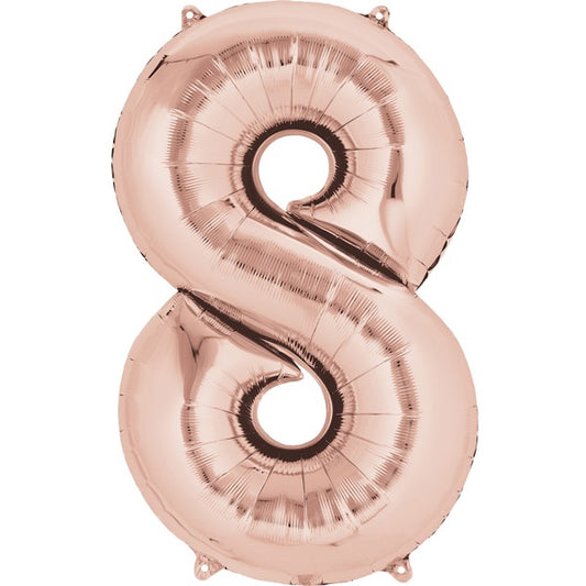 Large Foil Number Balloon 34"(86cm) Rose Gold 8 Anagram