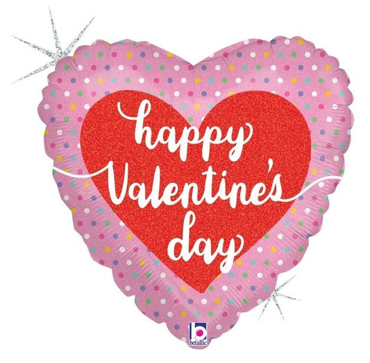 Betallic Pastel Dots Valentine Heart Foil Balloon 45cm