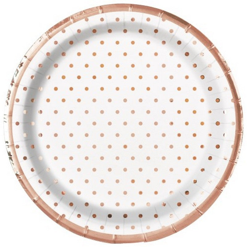 Rose Gold Foil Dots 7" Plates Pack Of 8
