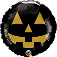 Halloween Jack Face Black & Gold Foil Balloon 18"(45cm)