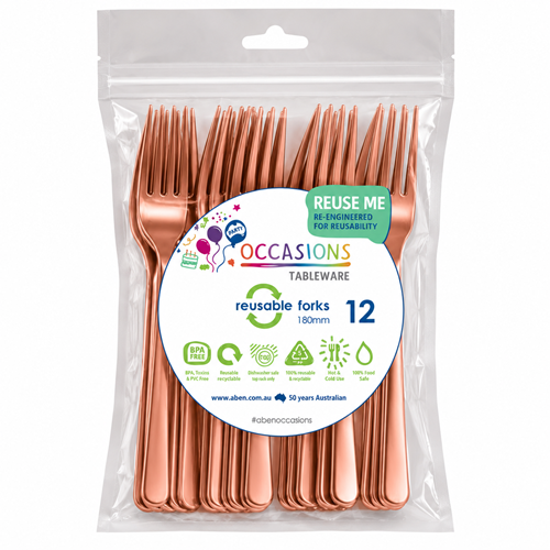 Rose Gold Fork Pack of 12