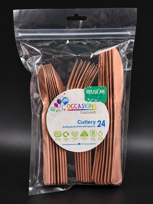 Rose Gold Cutlery Pack Spoon Fork Knives Pack of 24