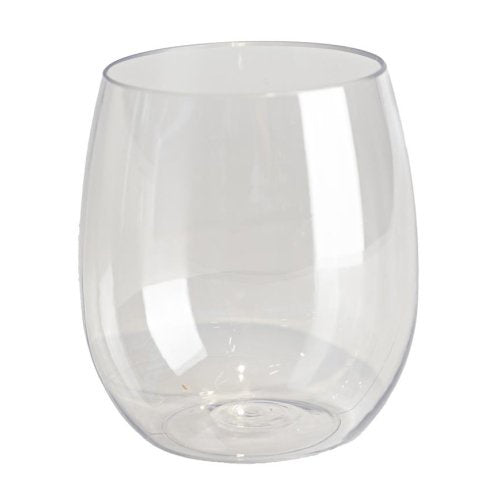 Clear Plastic Stemless Wine Glasses 350ml – Pack of 6