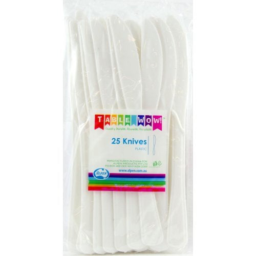 Plastic Knife White Pack of 20