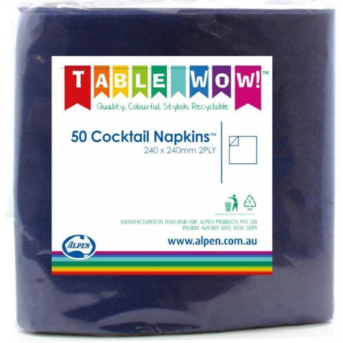 Cocktail Napkins Dark Blue 25cm X 25cm Pack Of 50