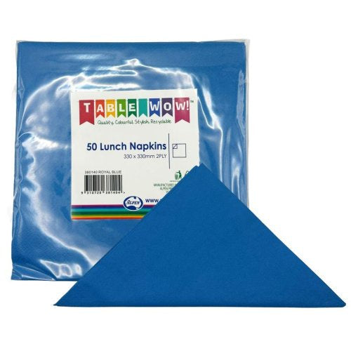 Royal Blue Lunch Napkins – 33cm x 33cm 2-Ply Paper Napkins – Pack of 50