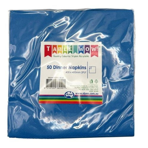 Royal Blue Dinner Napkins – 40cm x 40cm 2-Ply Paper Napkins – Pack of 50