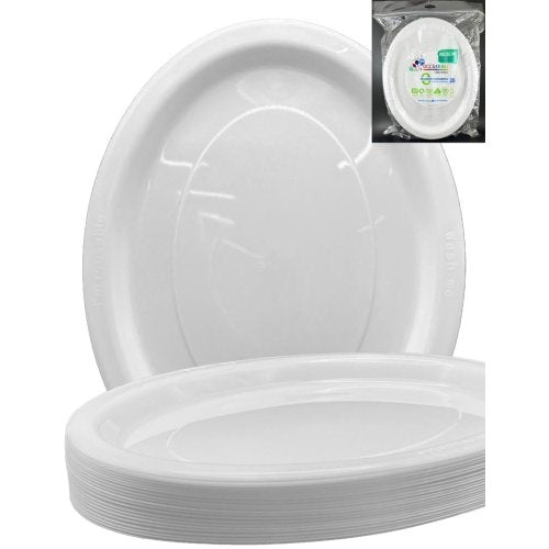 Oval Plates White Pack Of 20