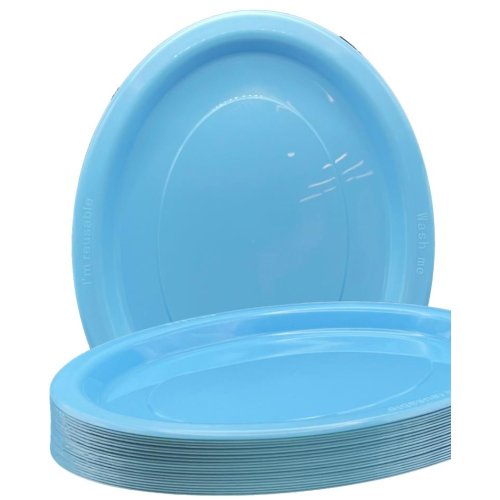 Oval Plates Light Blue Pack Of 20