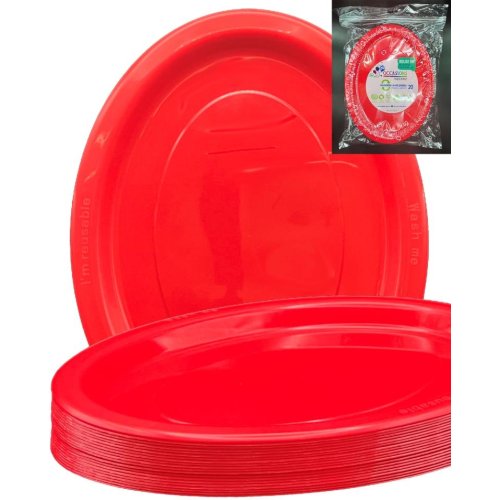 Oval Plates Red Pack Of 20