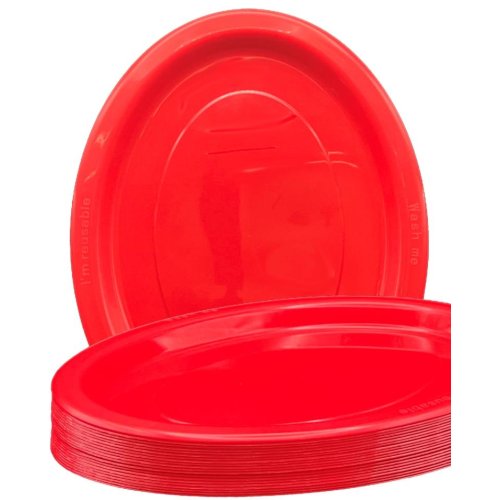 Oval Plates Red Pack Of 20