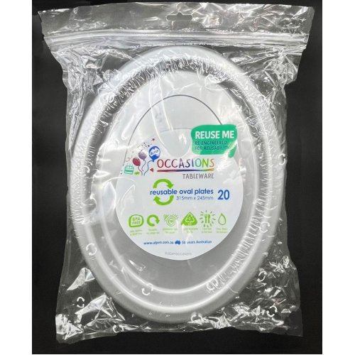 Oval Plates Silver Pack Of 20