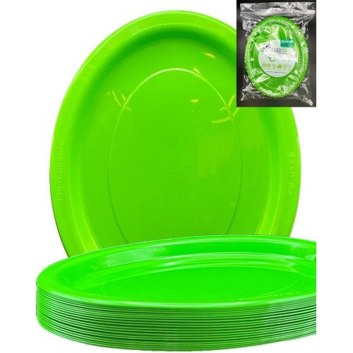 Oval Plates Lime Green Pack Of 20