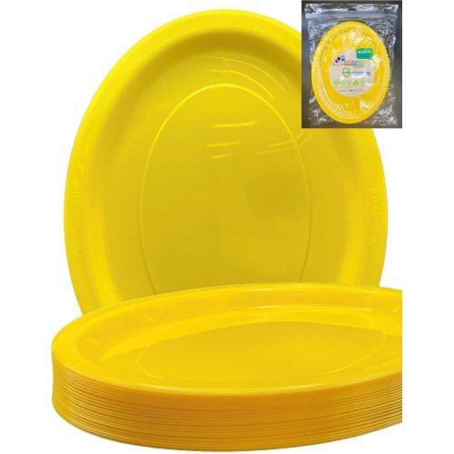 Oval Plates Yellow Pack Of 20