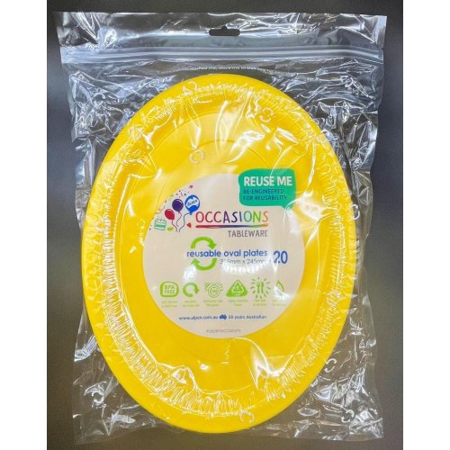 Oval Plates Yellow Pack Of 20