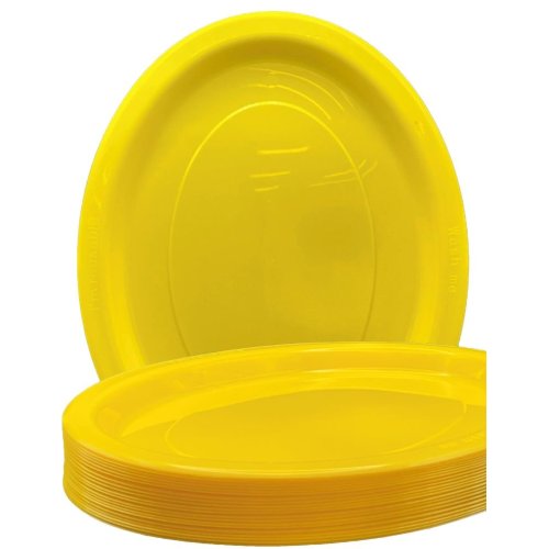 Oval Plates Yellow Pack Of 20