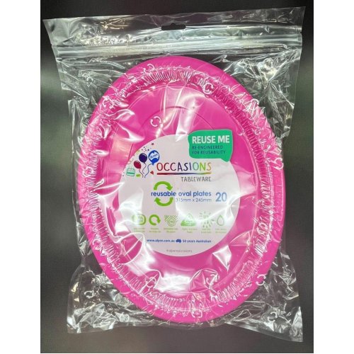 Oval Plates Magenta Pack Of 20