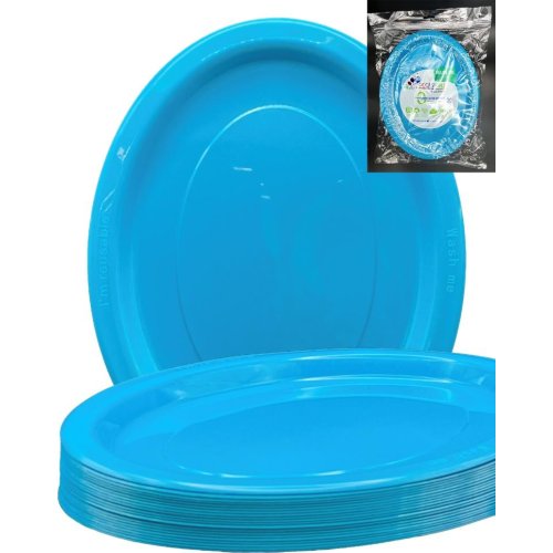 Oval Plates Azure Blue Pack Of 20