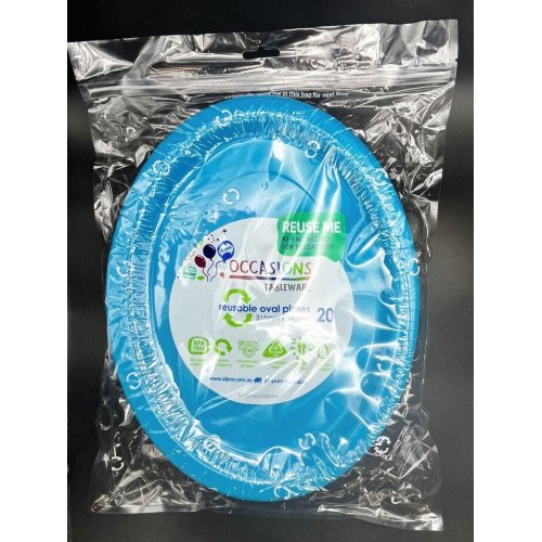Oval Plates Azure Blue Pack Of 20