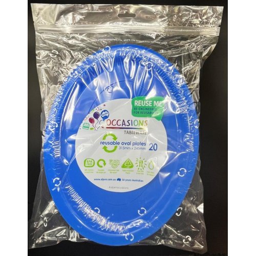 Oval Plates Royal Blue Pack Of 20