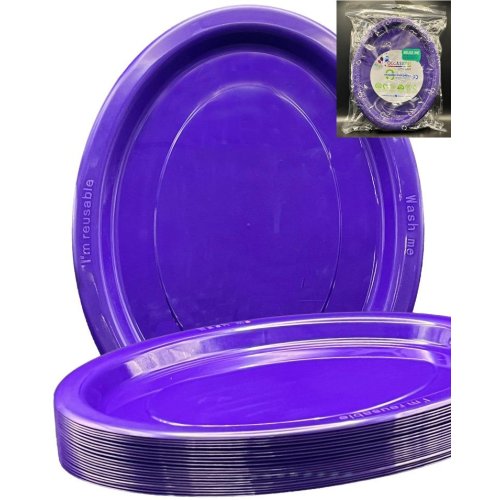 Oval Plates Purple Pack Of 20